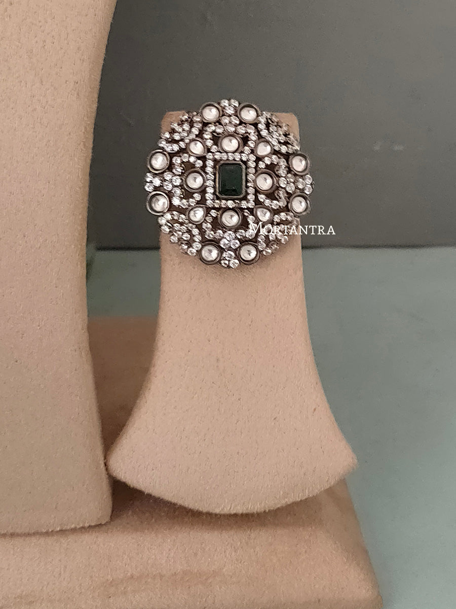 PK-S16SL - Green Color Faux Diamond Short Necklace Set