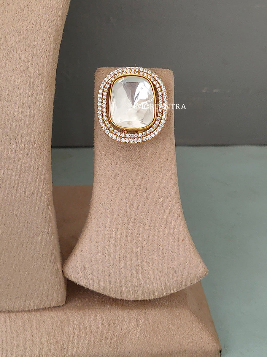 PK-S17 - White Color Gold Finish Faux Diamond Choker Necklace Set
