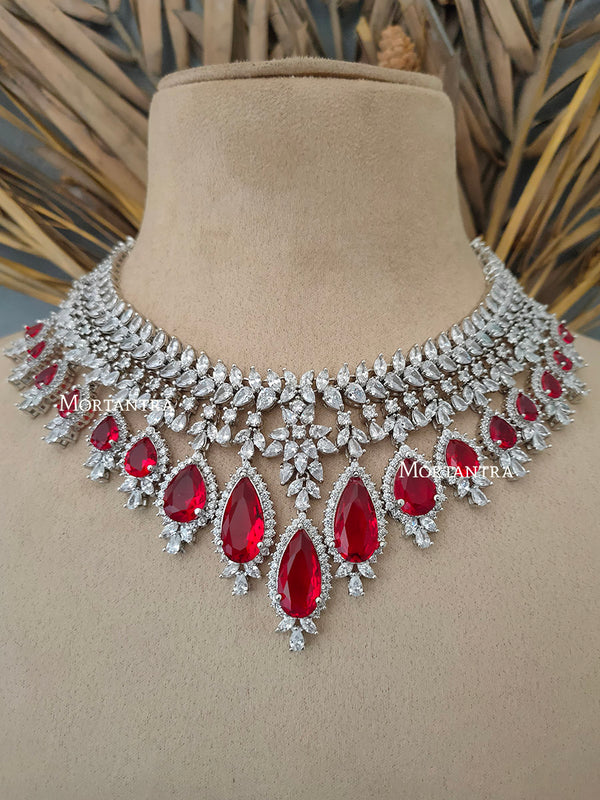 CZSET5RA - Faux Diamond Necklace Set