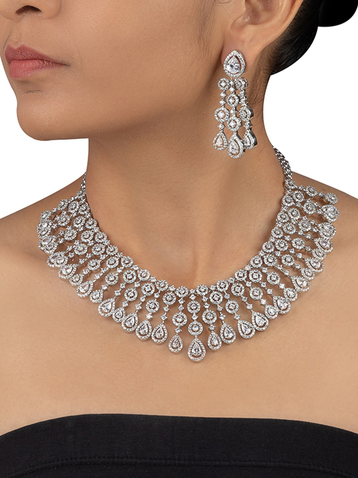 White Diamond Necklace Set