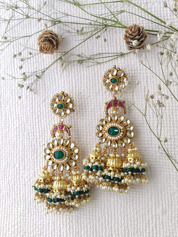 Gold Plated Jadau Kundan Earrings - ME1425