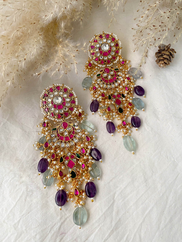 ME723M - Multicolor Jadau Kundan Earrings