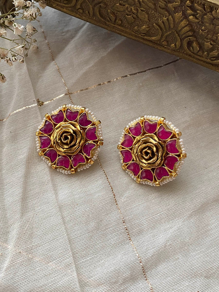 ME821P - Pink Color Jadau Kundan Earring