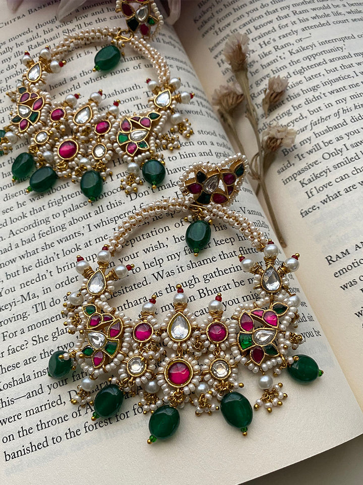 ME915M - Multicolor Jadau Kundan Earrings