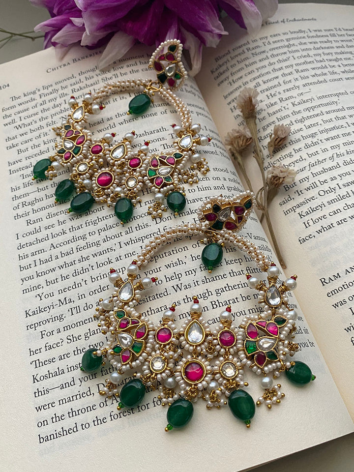 ME915M - Multicolor Jadau Kundan Earrings