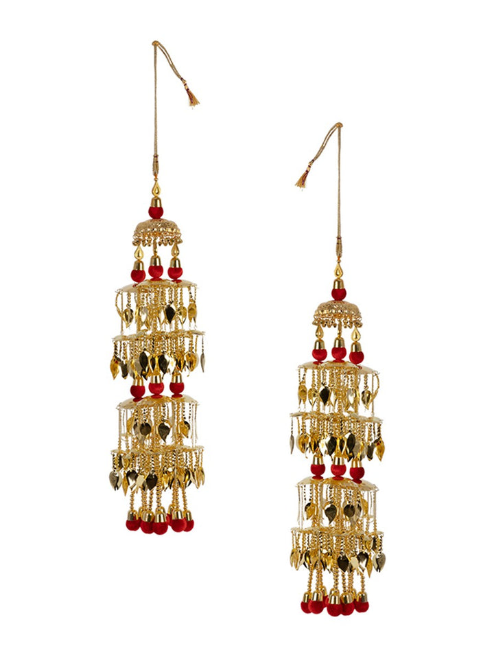 Red Foam Balls Gold Plated Statement Kaleeres