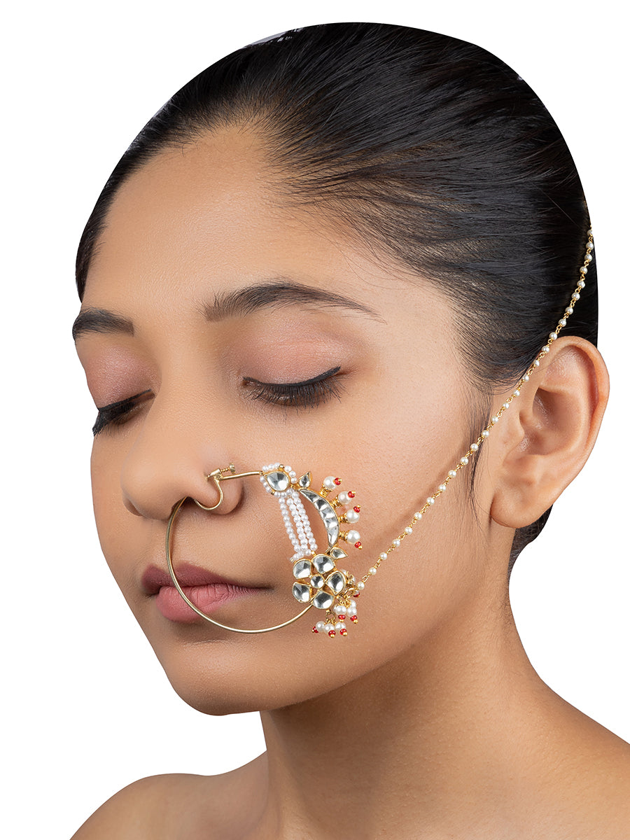 Diamond Look Gold Plated Piercing Nose Ring – Sanvi Jewels
