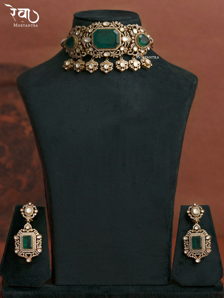 MO-S13WGR - Jadau Kundan Necklace Set
