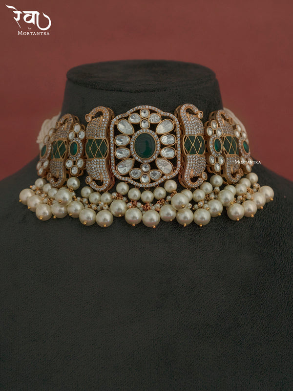 MO-S1WGR - Jadau Kundan Necklace Set