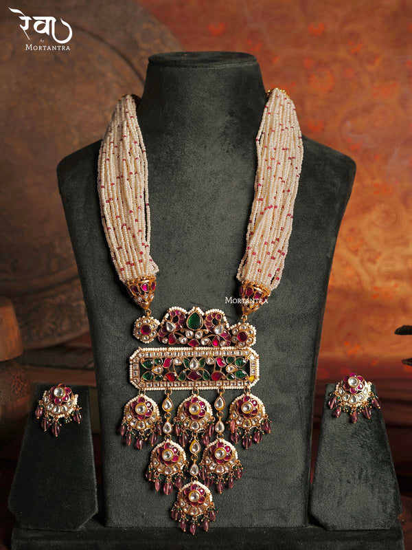 MO-S5M - Multicolor Bridal Jadau Kundan Long Necklace Set