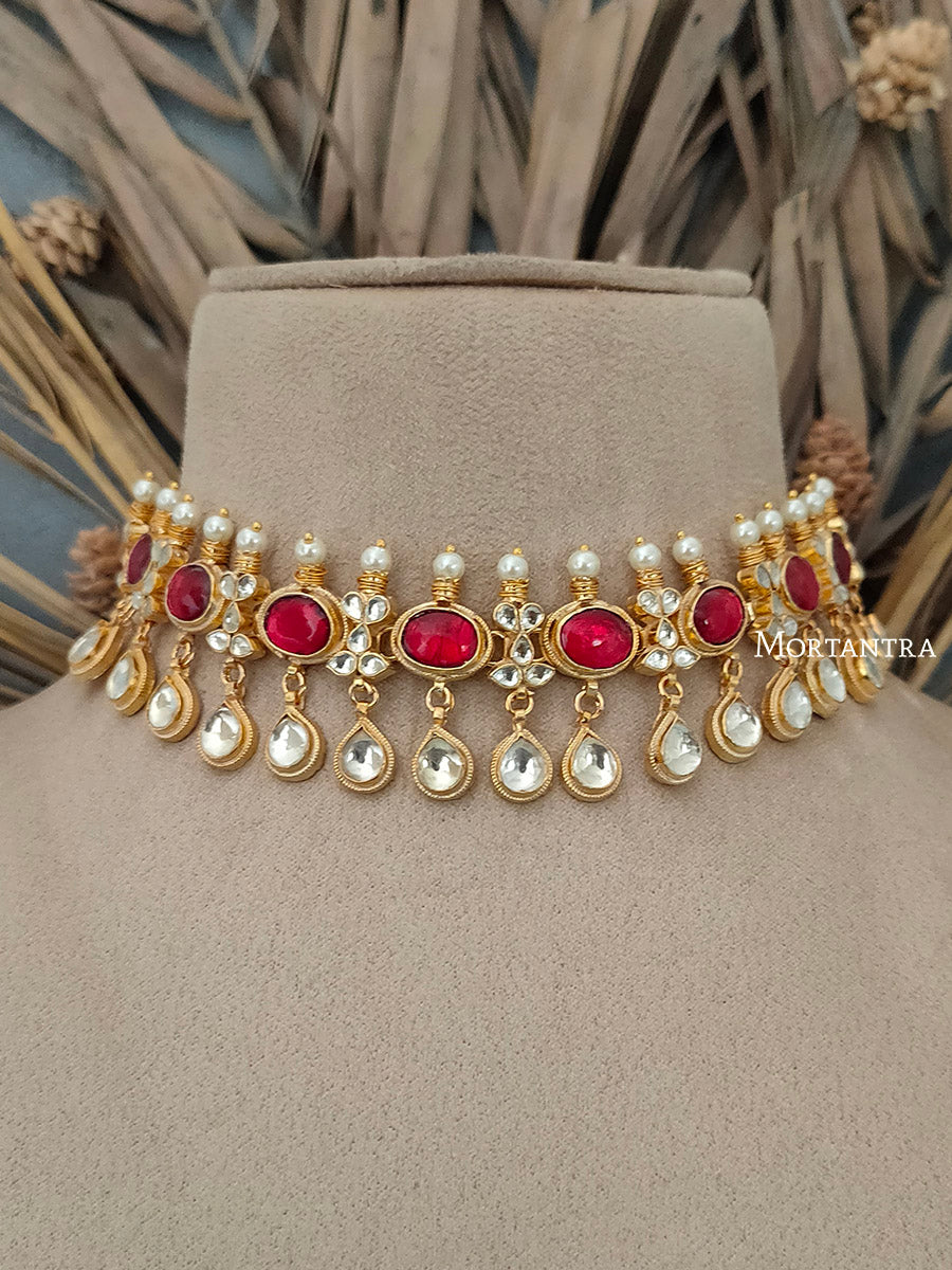 MS1099R - Jadau Kundan Necklace Set
