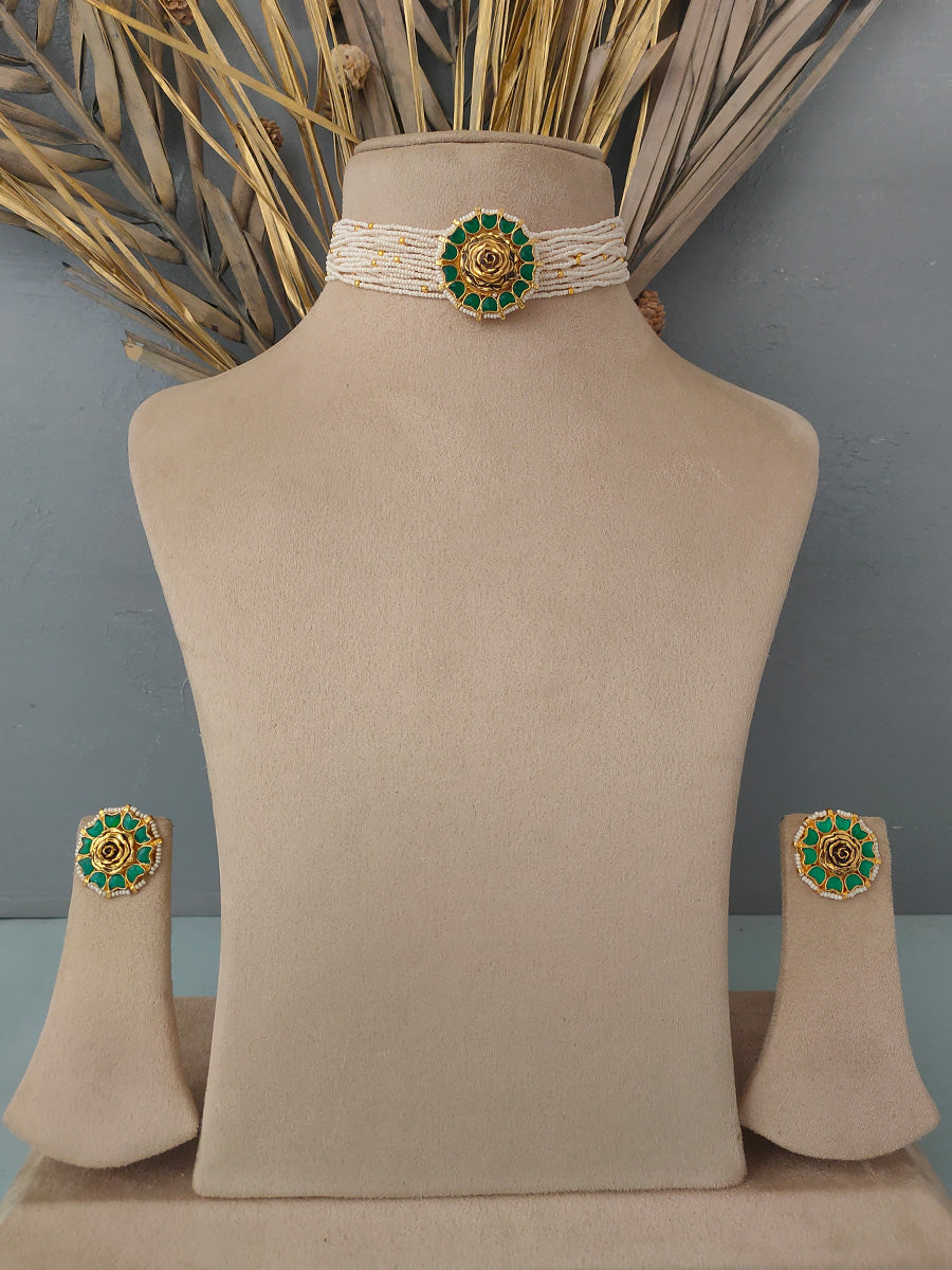MS1122GR - Jadau Kundan Necklace Sets