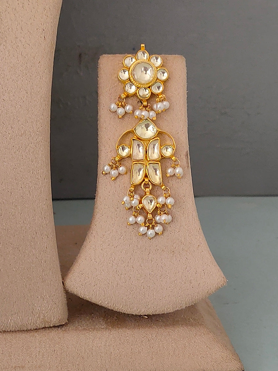 MS1197Y - Green Color Gold Plated Bridal Jadau Kundan Long Necklace Set