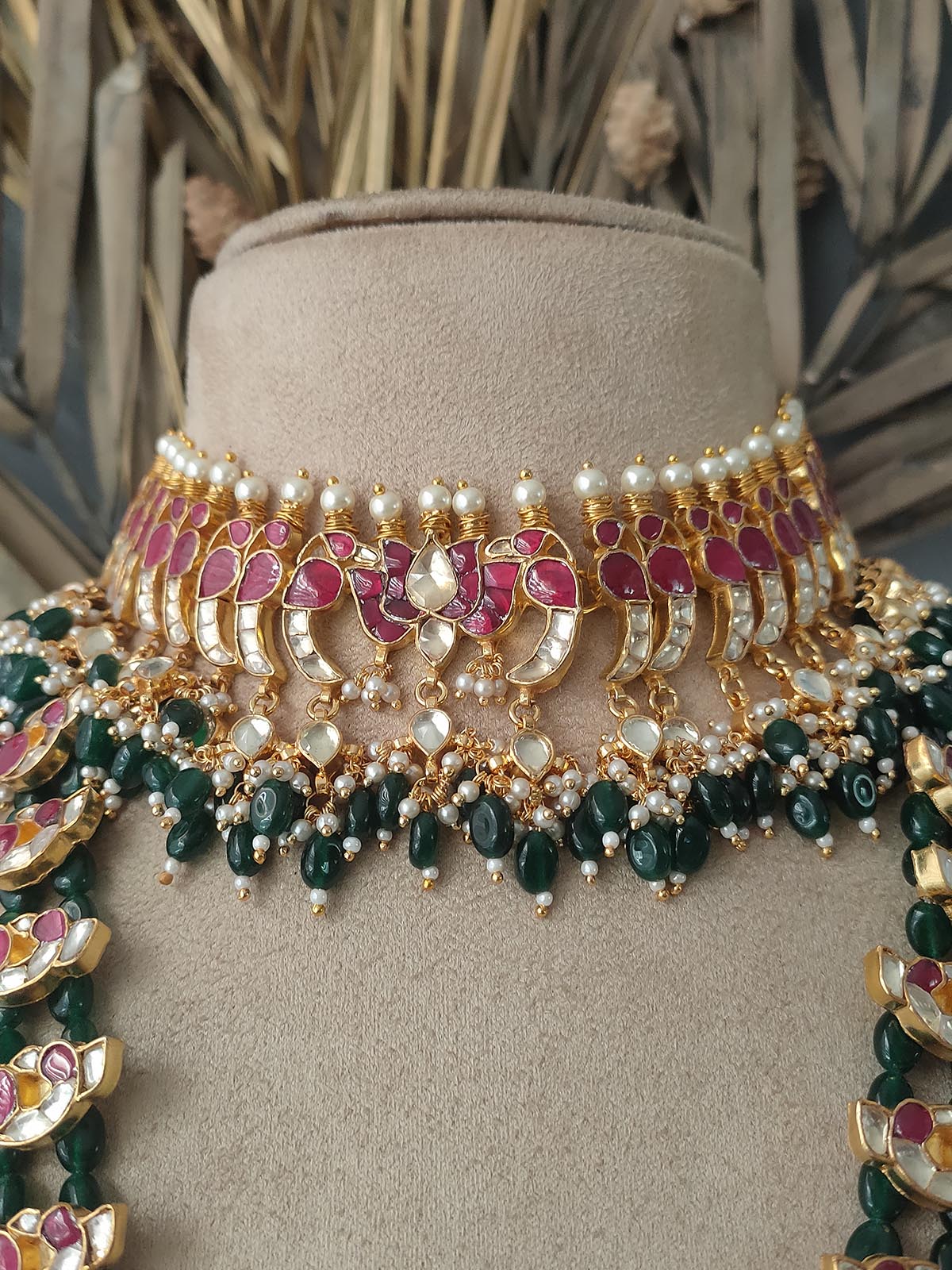 MS1227YMR - Multicolor Bridal Jadau Kundan Long Necklace Sets