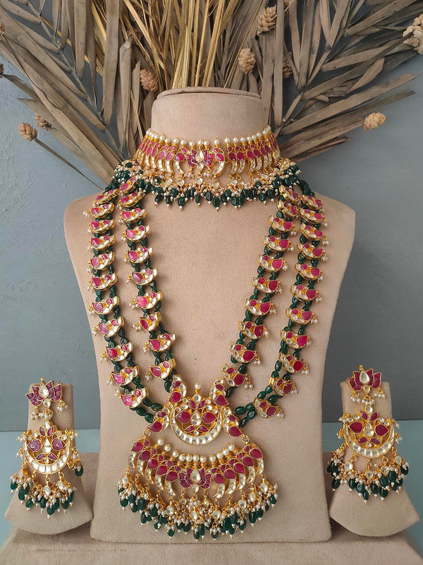 MS1227YMR - Multicolor Bridal Jadau Kundan Long Necklace Sets