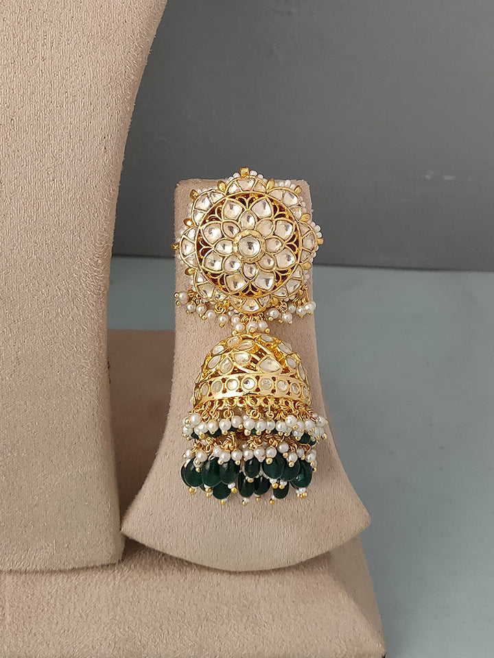 MS1239Y - Green Color Bridal Jadau Kundan Medium Necklace Sets