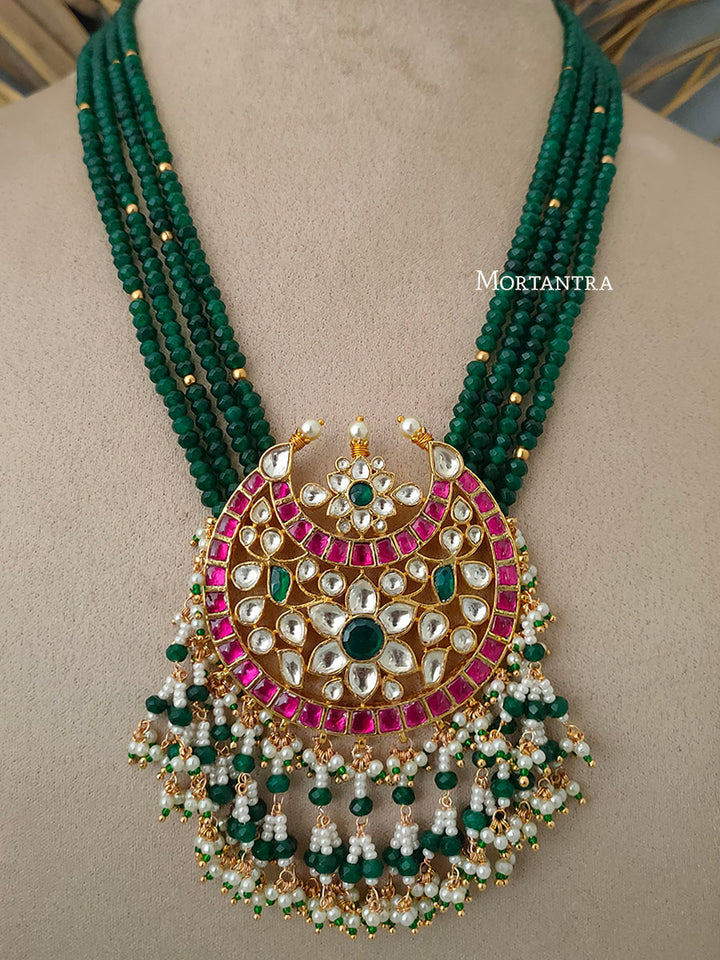 MS1362M - Multicolor Gold Plated Jadau Kundan Long Necklace Set