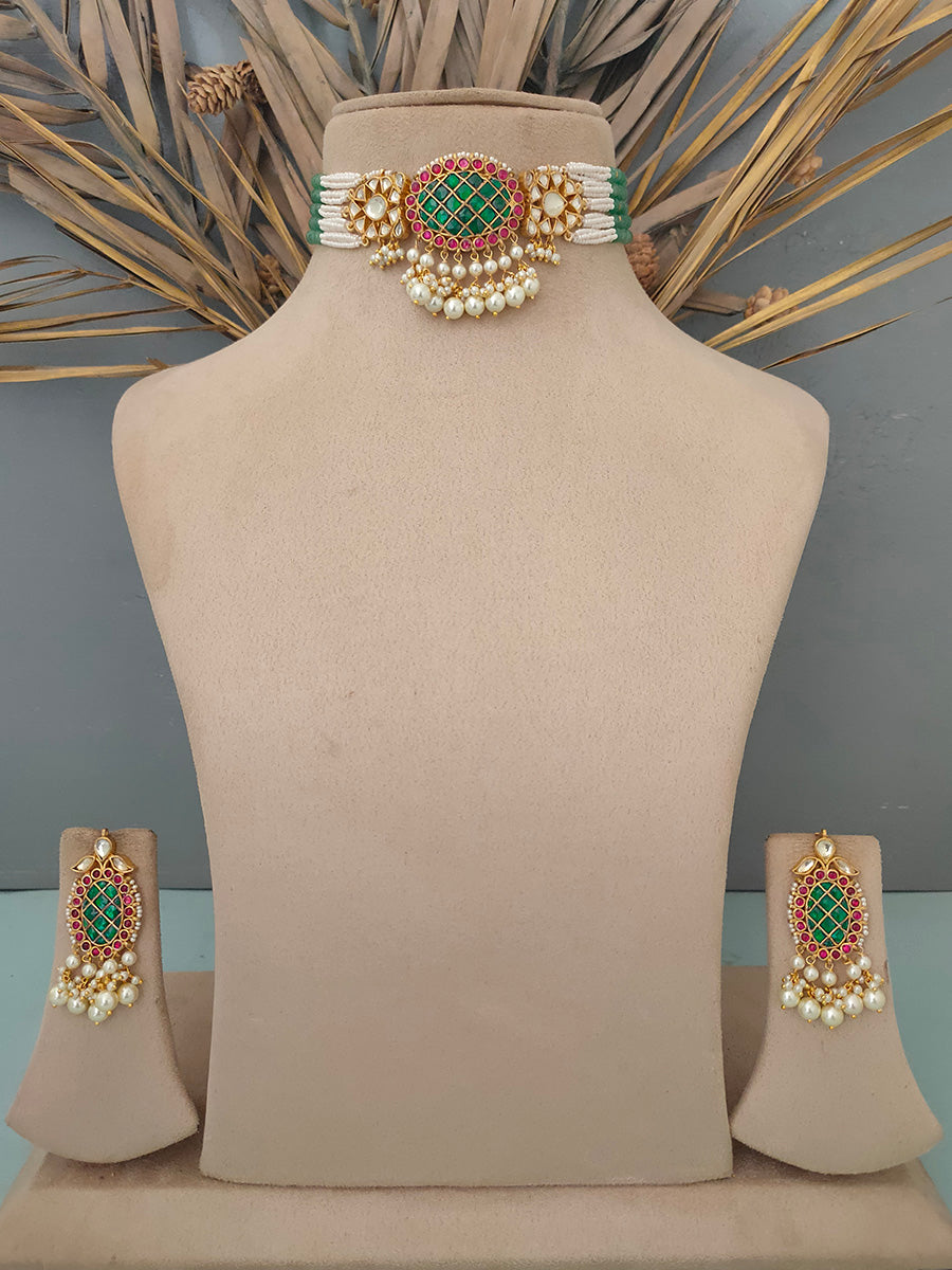MS1398M - Jadau Kundan Necklace Set