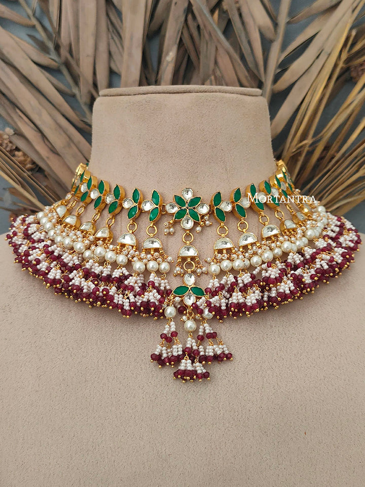MS1402YGR - Jadau Kundan Necklace Set