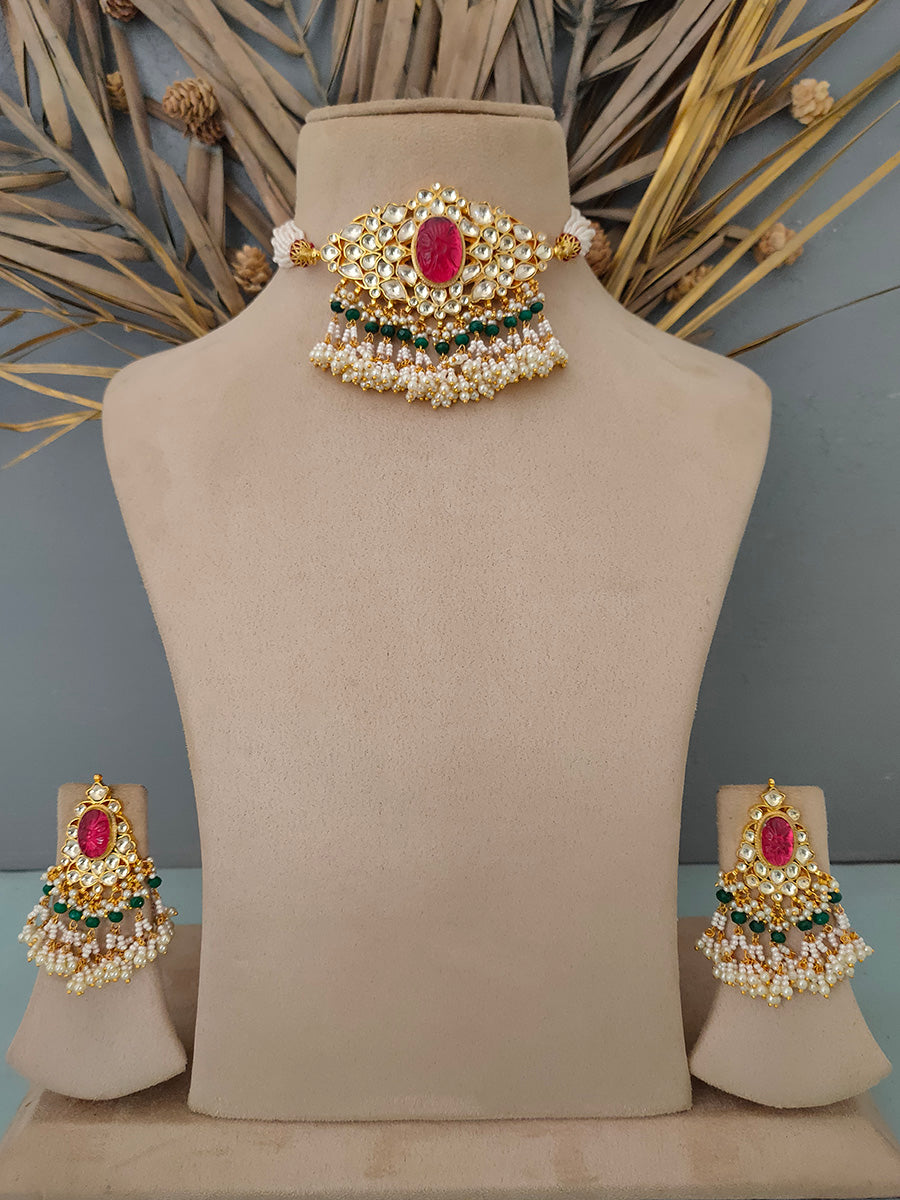 MS1455YMR - Jadau Kundan Necklace Set