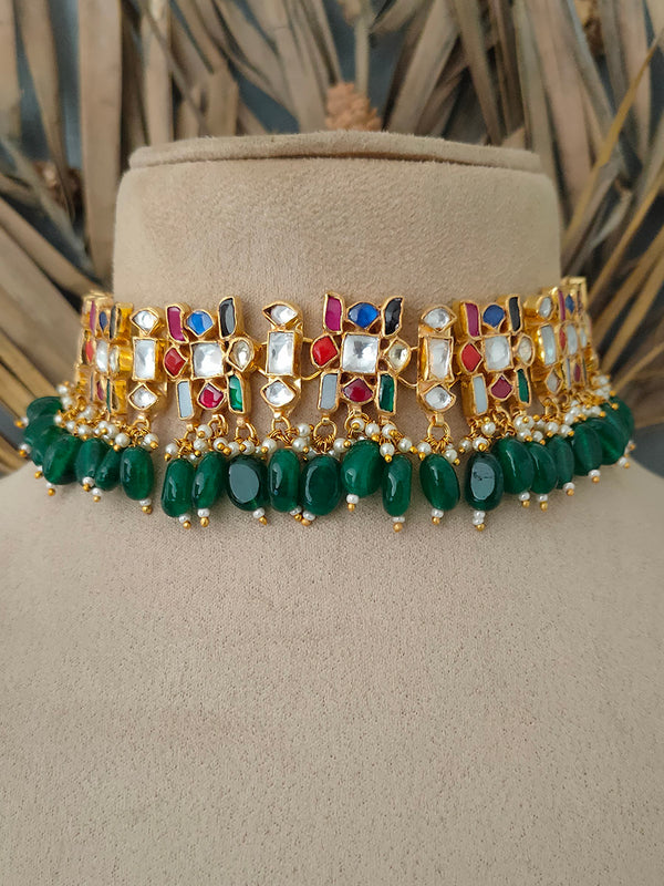 MS1474NGR - Jadau Kundan Necklace Set
