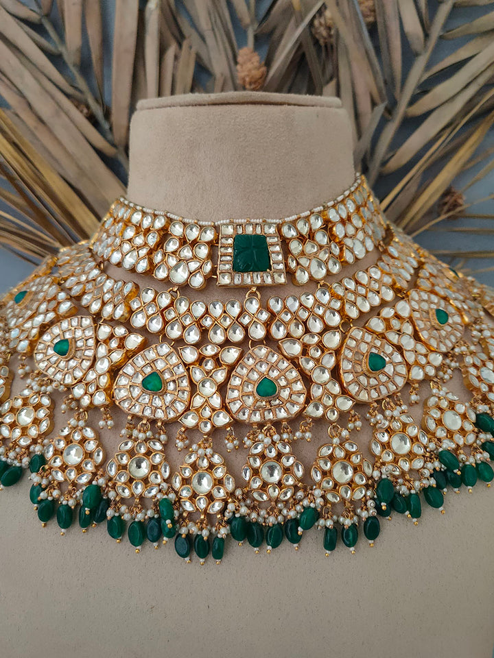 MS1483YGR - Jadau Kundan Necklace Set