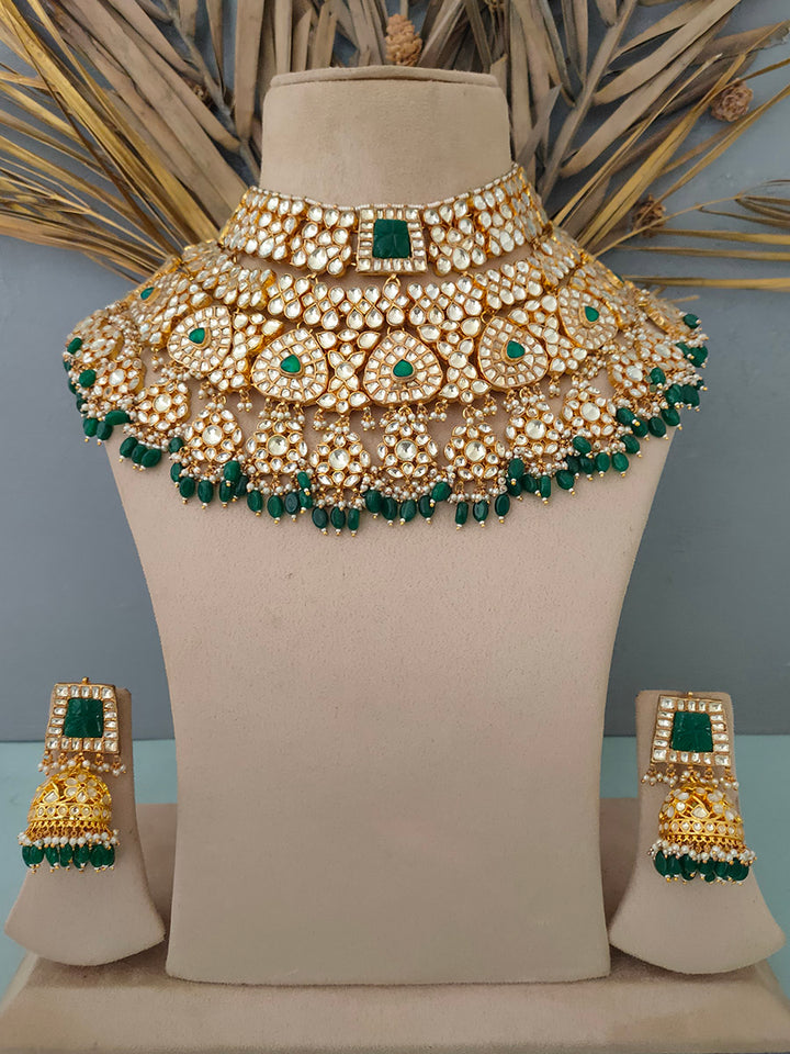 MS1483YGR - Jadau Kundan Necklace Set