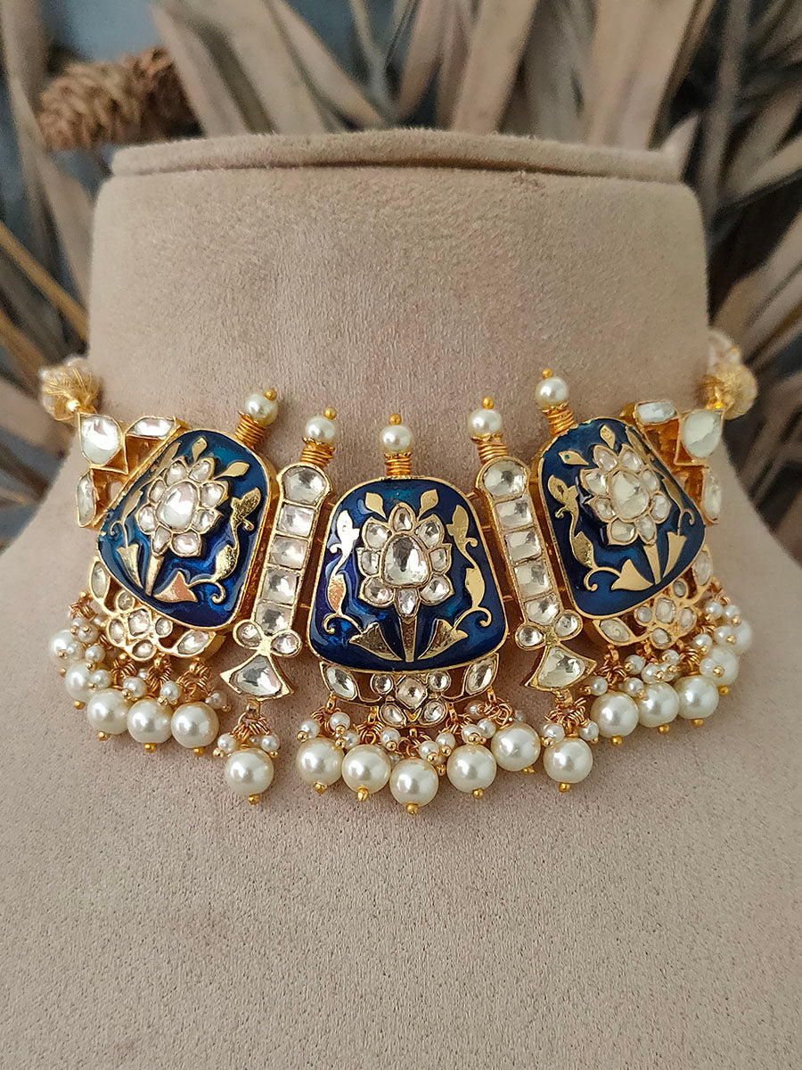 MS1495BL - Jadau Kundan Necklace Set