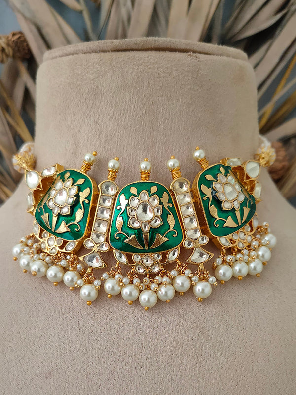 MS1495GR - Jadau Kundan Necklace Set