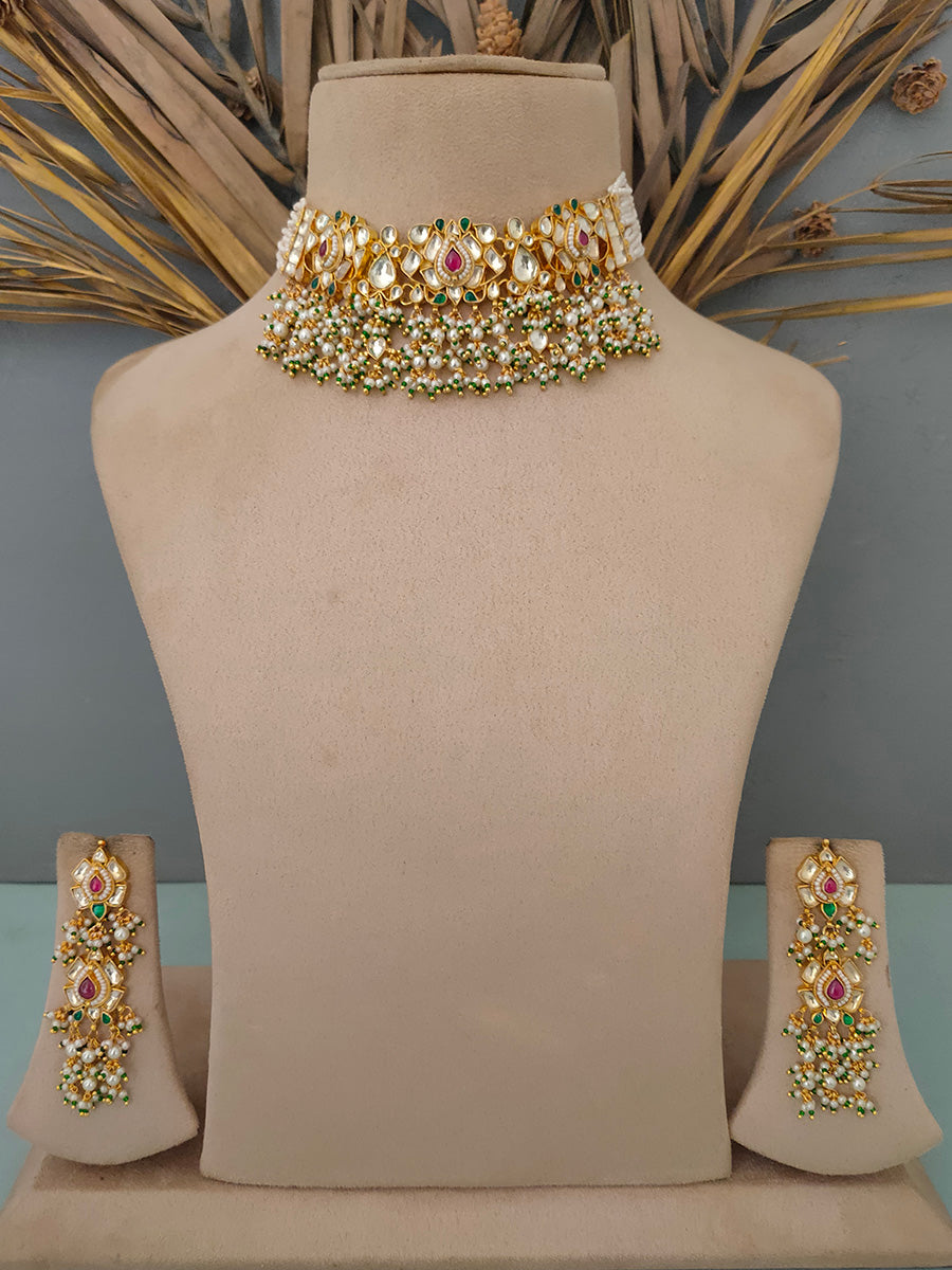 MS1499M - Jadau Kundan Necklace Set