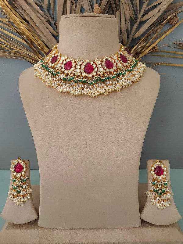 MS1514YMR - Jadau Kundan Necklace Set