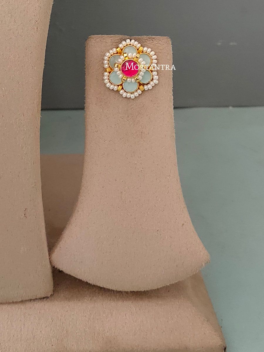 MS1591LGRP - Multicolor Jadau Kundan Short Necklace Set