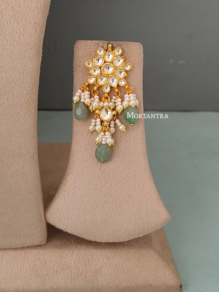 MS1654Y - Green Color Jadau Kundan Choker Necklace Set