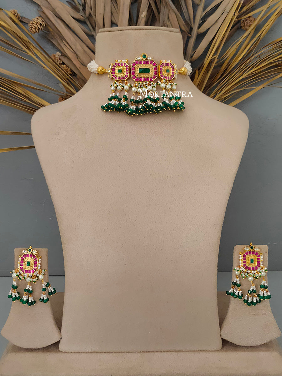 MS1663M - Jadau Kundan Necklace Set