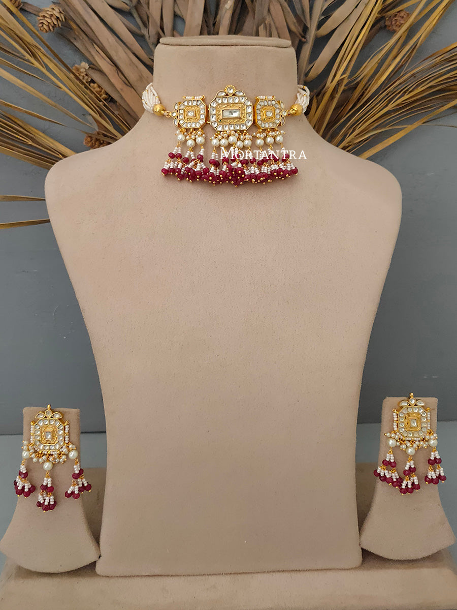 MS1663Y - Jadau Kundan Necklace Set