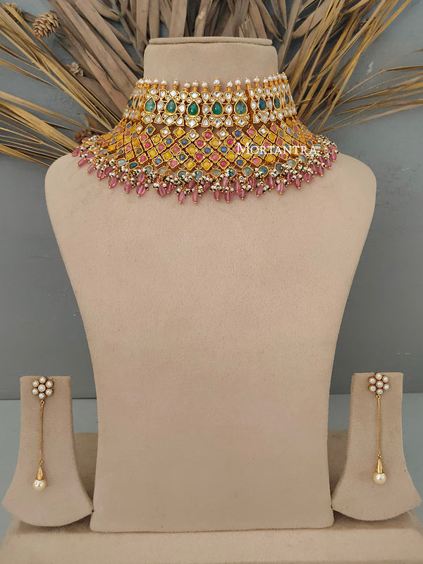 MS1687M - Jadau Kundan Necklace Set
