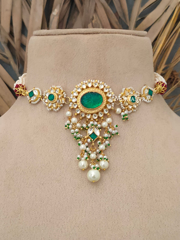 MS1695YGR - Jadau Kundan Necklace Set