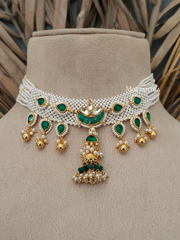 MS1706YGR - Jadau Kundan Necklace Set