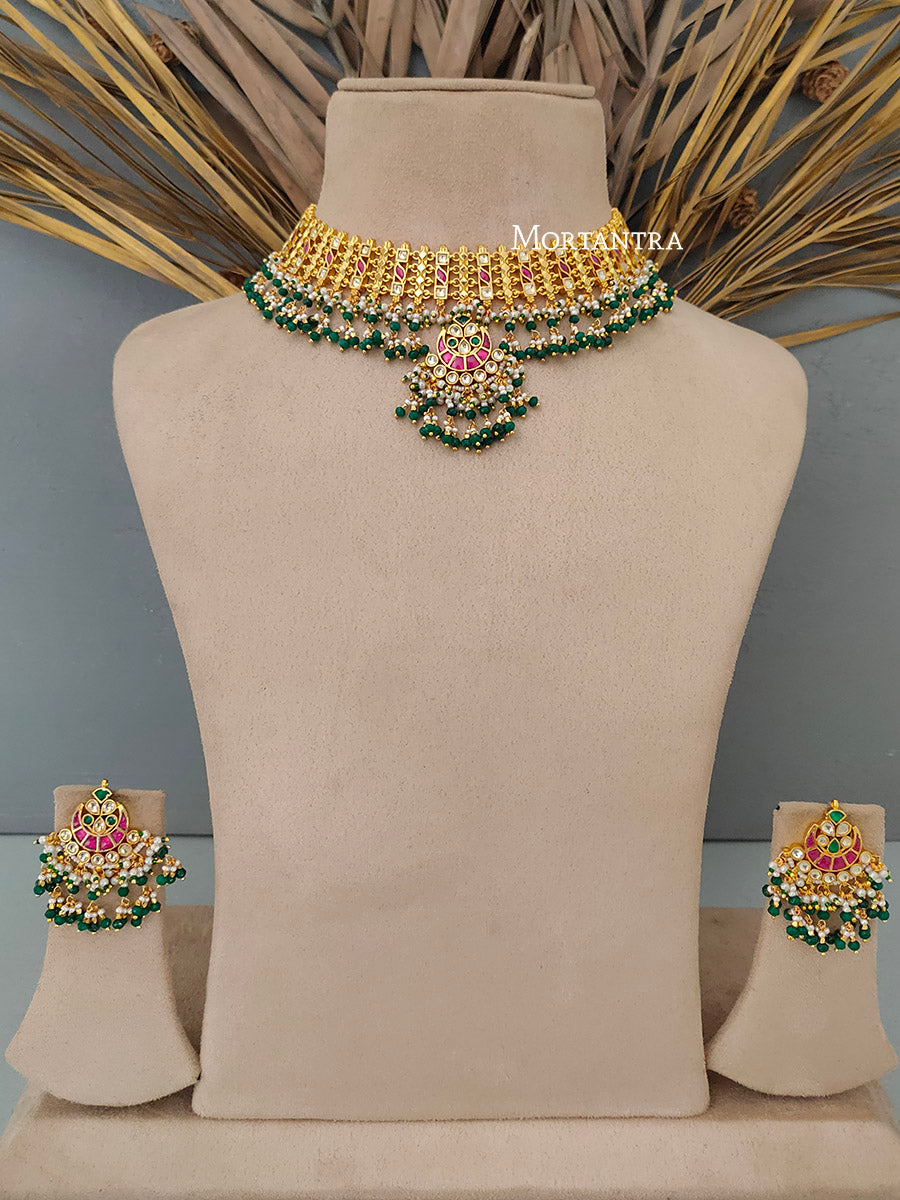 MS1739M - Jadau Kundan Necklace Set
