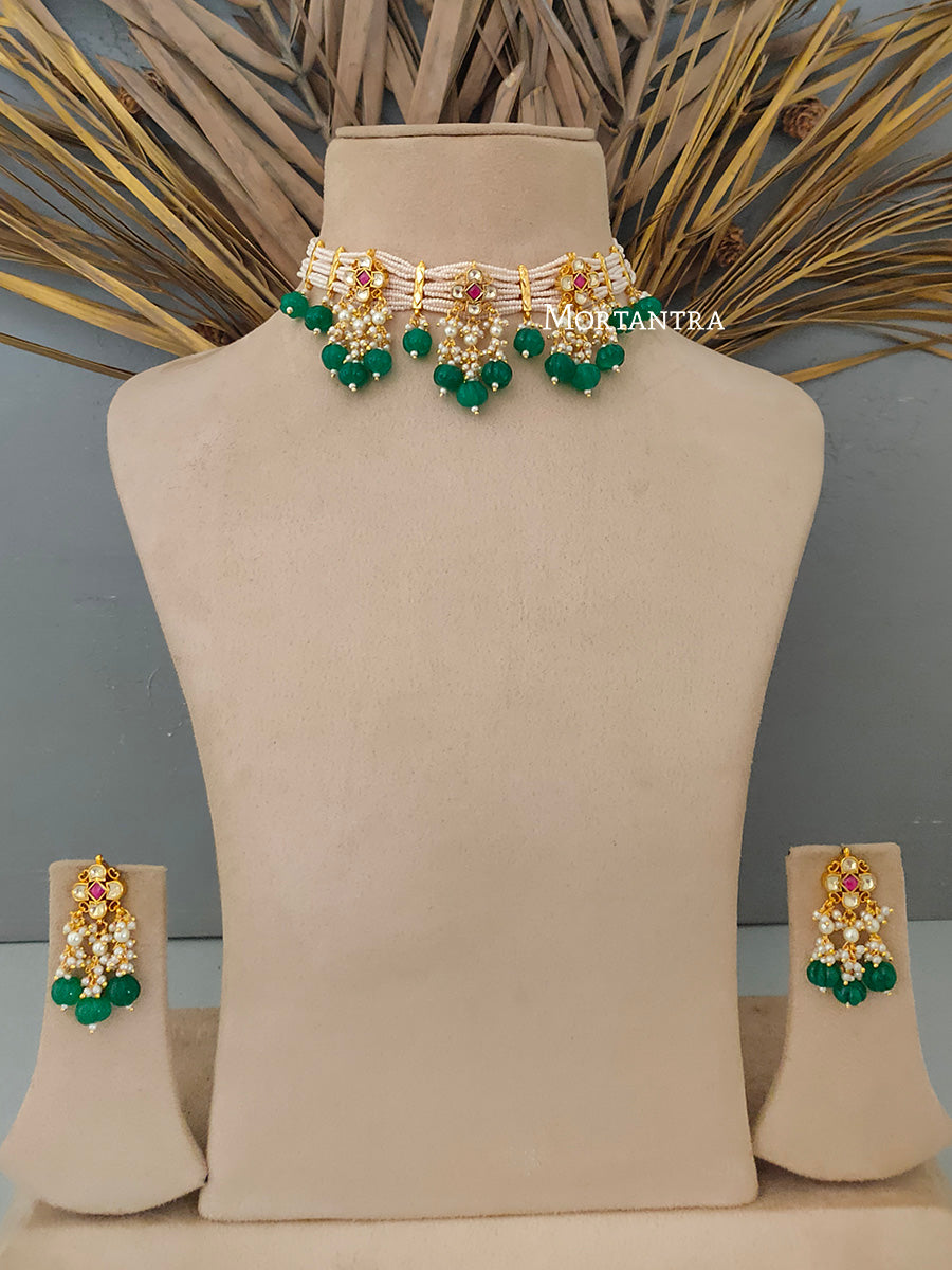 MS1741YP - Jadau Kundan Necklace Set