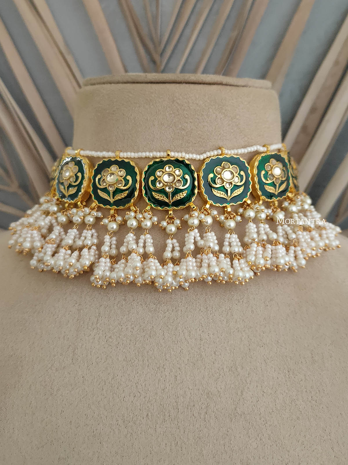 MS1742GR - Jadau Kundan Necklace Set