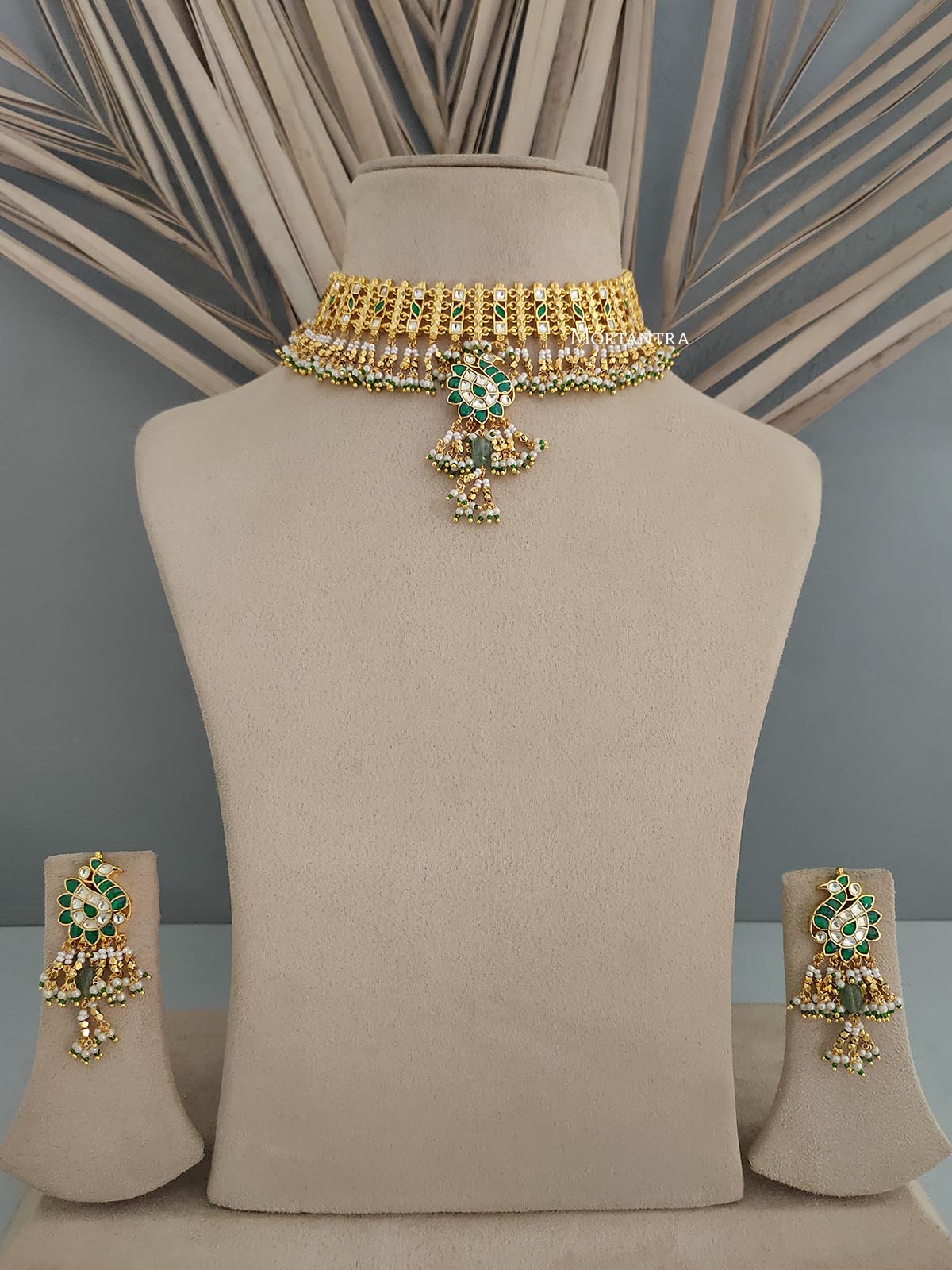 MS1775YGR - Jadau Kundan Necklace Set