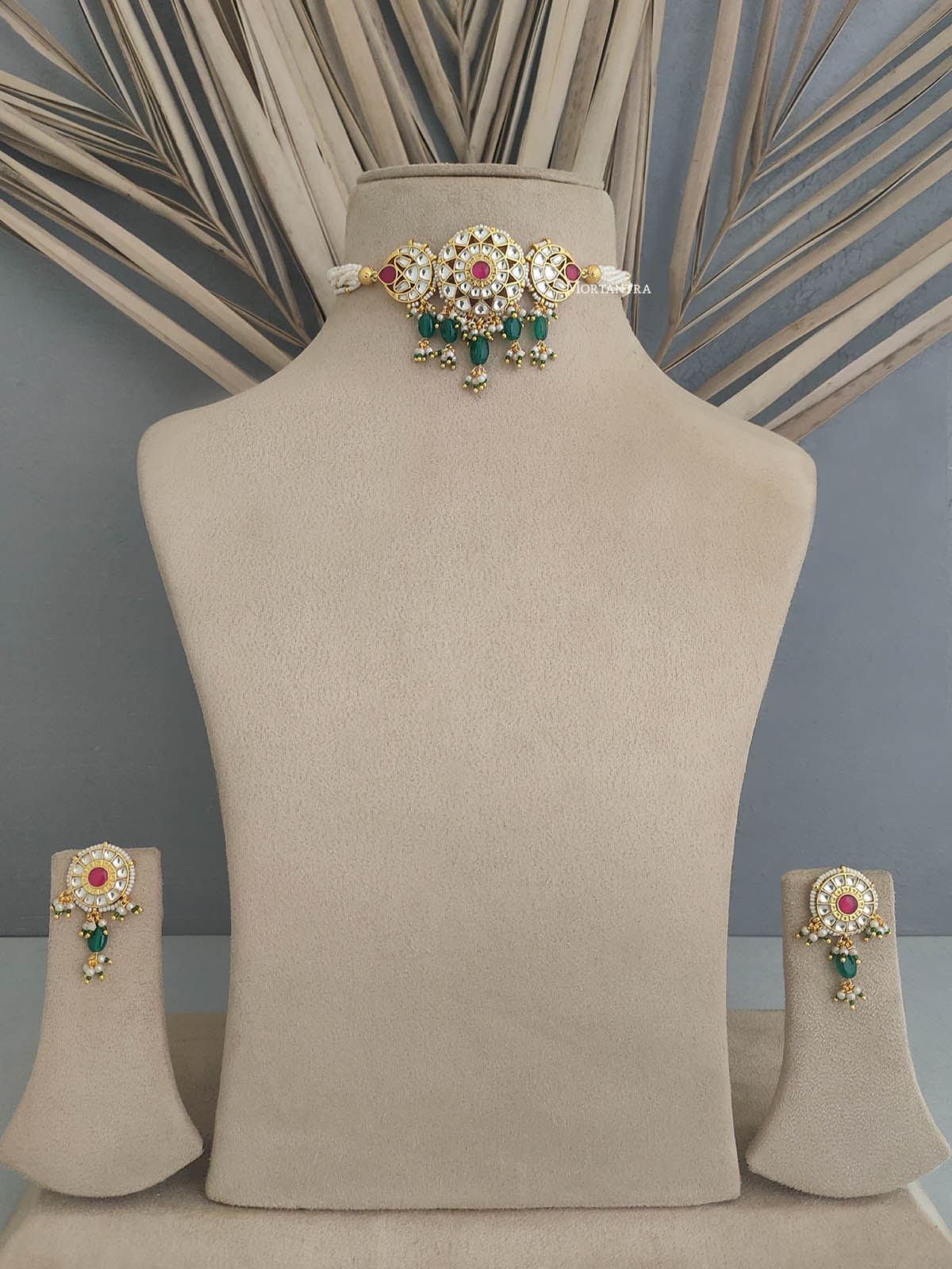 MS1778YPA - Multicolor Jadau Kundan Choker Necklace Set