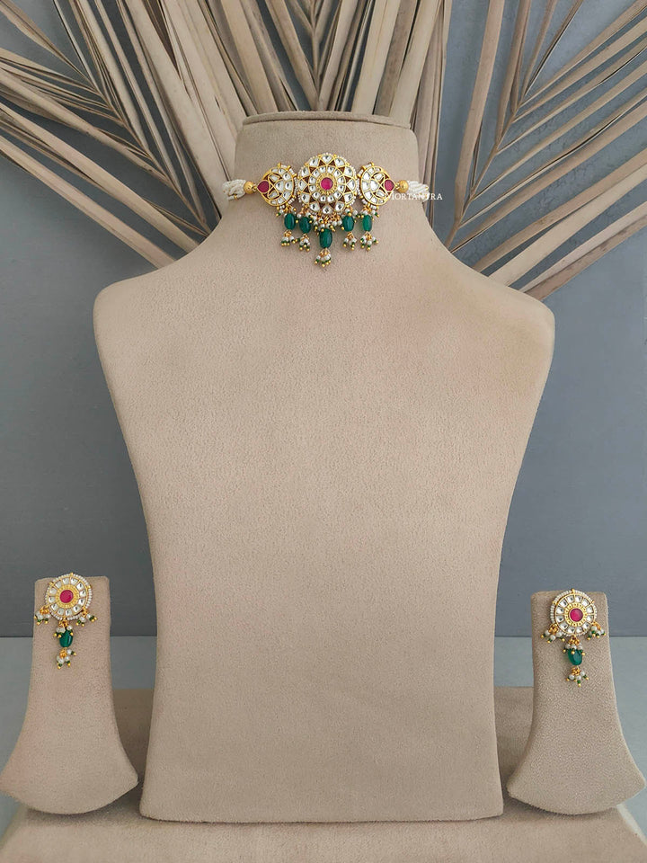 MS1778YPA - Multicolor Jadau Kundan Choker Necklace Set