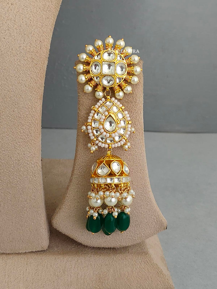 MS1786Y - Green Color Bridal Jadau Kundan Medium Chocker Necklace Set