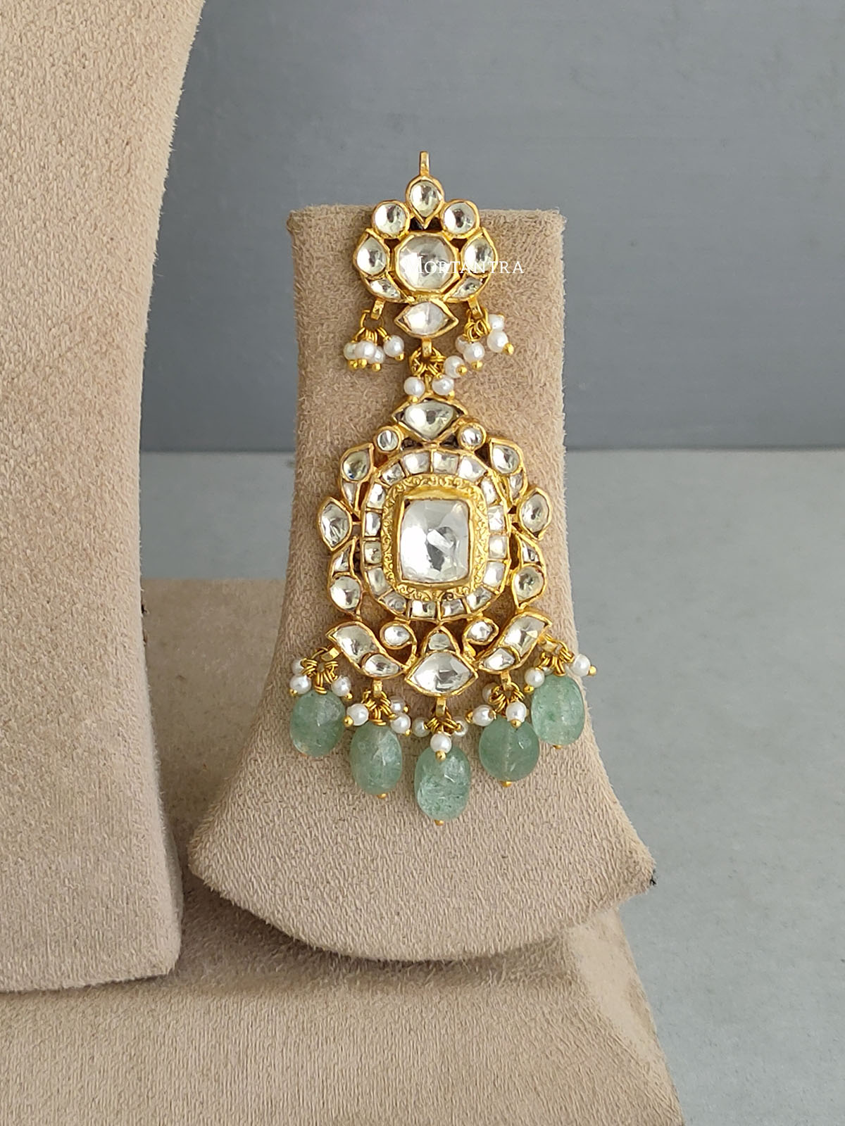 MS1815Y - Pastel Color Gold Plated Bridal Jadau Kundan Medium Necklace Set