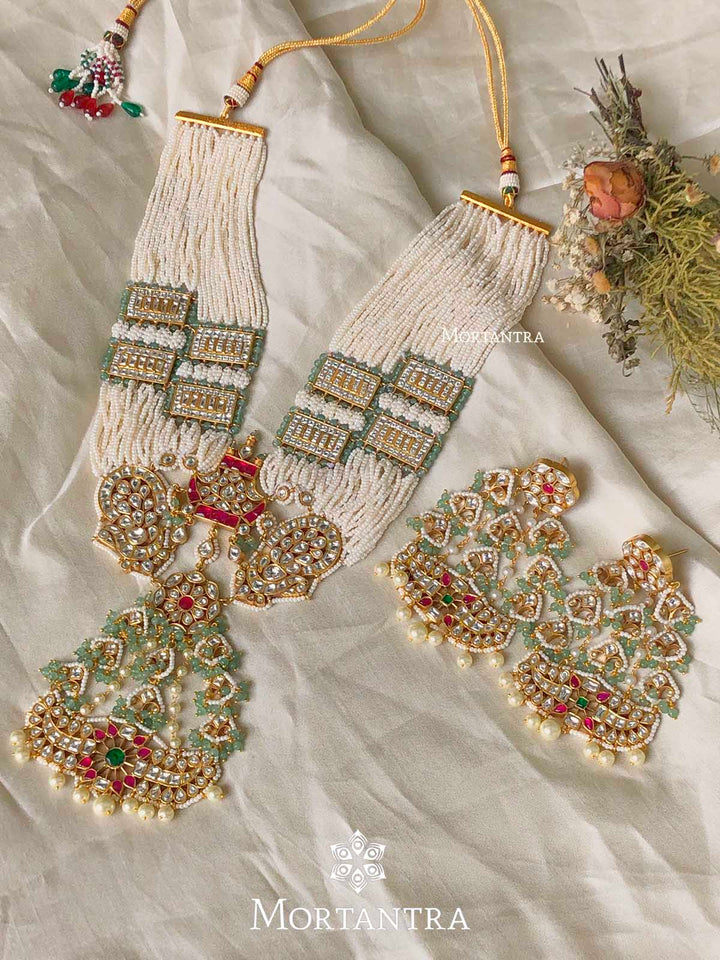 MS1836M - Multicolor Bridal Jadau Kunda Long Necklace Set