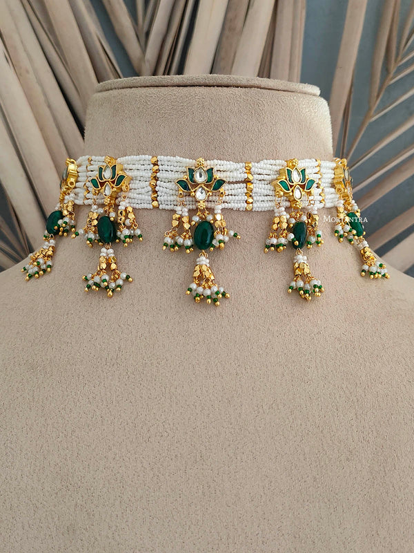 MS1858GR - Jadau Kundan Necklace Set