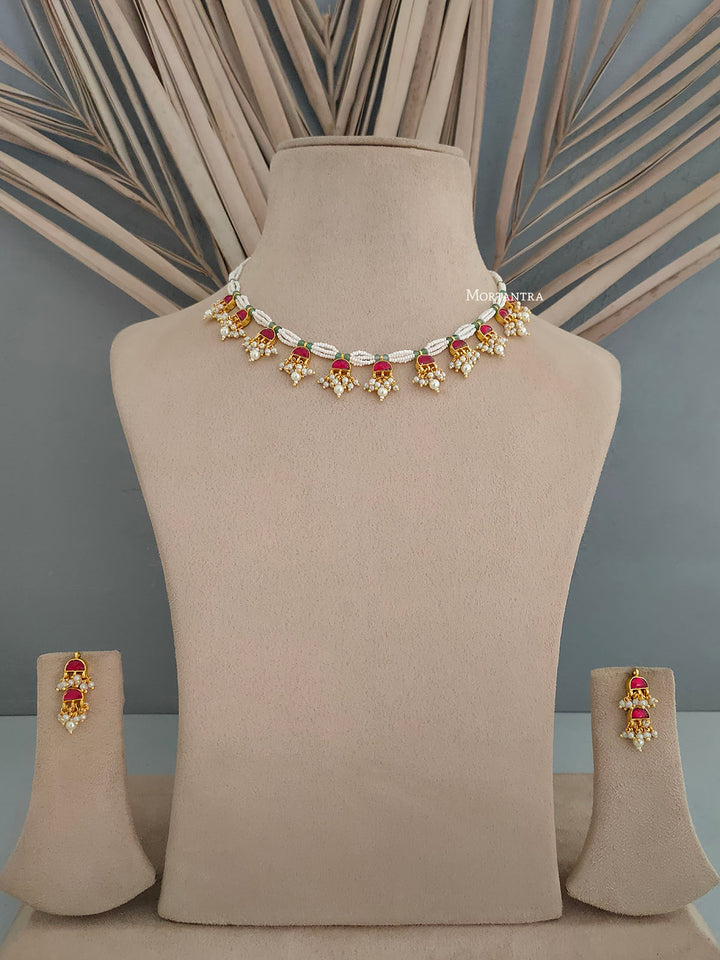 MS1861P - Jadau Kundan Necklace Set