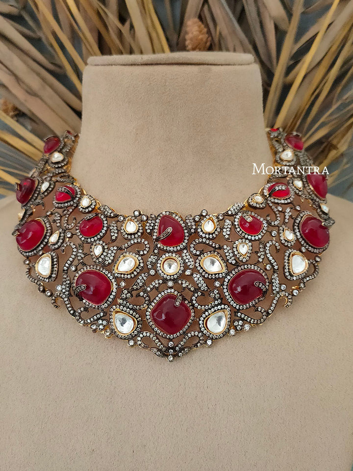 PK-S13R - Faux Diamond Necklace Set